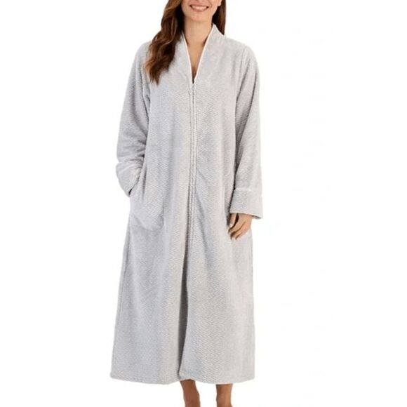 Charter Club NWT size S gray long full zip robe/ house coat - Picture 1 of 12